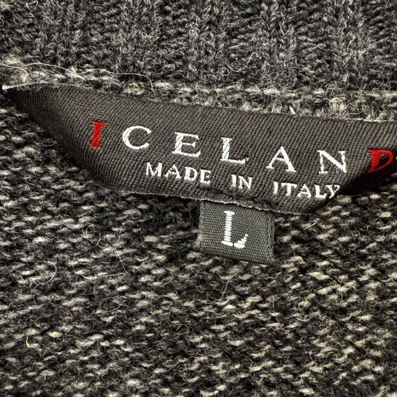 Iceland Wool Men's Pullover Sweater 1/4 Zip Blue Made in Italy SZ L #2369 - Picture 6 of 11